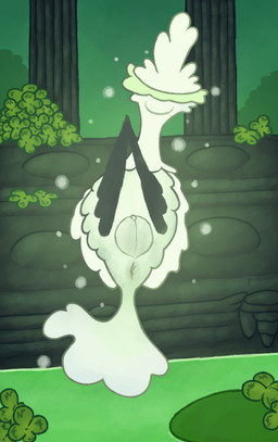 6_legs anus clitoris clover_(plant) feet_together female feral fluffy genitals glowing lily_pad looking_at_viewer lying on_back particles plant plump_labia presenting presenting_anus presenting_vulva snout solo vulva water pincoosh hollow_knight:_silksong hollow_knight_(franchise) team_cherry palestag arthropod cloverstag deer mammal absurd_res digital_media_(artwork) hi_res signature