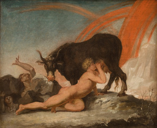 2_horns ambiguous_gender ambiguous_human balls cloven_hooves detailed_background duo_focus feet female female_feral feral genitals group hair hooves horn humanoid_feet humanoid_hands male male_human nude nude_human nude_male outside plantigrade quadruped rock standing tail tail_tuft teats tuft udder_nursing udders unguligrade nicolai_abildgaard european_mythology mythology norse_mythology public_domain audhumla ymir bovid bovine cattle human mammal 18th_century absurd_res ancient_art hi_res oil_painting_(artwork) painting_(artwork) traditional_media_(artwork) traditional_painting_(artwork)
