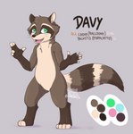 anthro brown_body brown_fur color_swatch fur fur_markings gesture green_eyes hair hand_gesture information_board looking_at_viewer male markings multicolored_hair nickname pointing simple_background solo text davyboi coony_(davyboi) mammal procyonid raccoon hi_res model_sheet shaded simple_shading