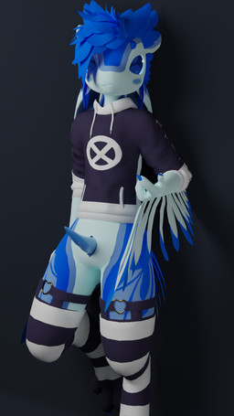 4_ears animal_genitalia anthro bangs beckoning biped black_background black_claws black_clothing blue_blush blue_body blue_claws blue_ears blue_eyes blue_feathers blue_hair blue_penis blue_sclera blue_wings blush claws clothing digitigrade erection feathers genital_slit genitals gesture glistening glistening_eyes gold_(metal) hair heart_symbol hoodie leaning_on_wall legwear male markings mouth_closed multi_ear multicolored_body multicolored_clothing multicolored_ears multicolored_feathers pattern_clothing penis simple_background solo striped_clothing stripes tapering_penis thigh_highs topwear two_tone_body two_tone_clothing two_tone_ears two_tone_feathers two_tone_wings white_body white_clothing white_ears white_feathers white_wings winged_arms wings jukkavali kyrie_(jukkavali) avali 3d_(artwork) 9:16 digital_media_(artwork) hi_res