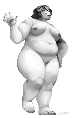 4_toes 5_fingers anthro areola belly big_breasts breasts claws eyebrows eyelashes eyes_closed feet female fingers freckled_face freckles genital_scar genitals hair heart_symbol humanoid_genitalia humanoid_vulva innie_vulva low-angle_view navel nipples nude overweight overweight_anthro overweight_female pawpads plump_labia scar simple_background solo thick_thighs toe_claws toes tongue tongue_out vaginoplasty_scar visibly_trans vulva white_background wide_hips magnetiorchid solari_(bearnaise) bear mammal 2025 dated greyscale hi_res monochrome shaded signature trans_(lore) trans_woman_(lore)