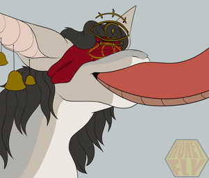 bell belly belly_expansion big_belly big_ears blindfold brown_body brown_hair brown_scales claws duo endosoma expansion eye_symbol feral fully_inside gradient_body grey_background grey_body hair head_first intersex intersex/male male multicolored_body navel oral_vore partially_inside pawpads paws safe_vore scales simple_background smile soft_vore spread_legs spreading swallowing teeth tongue two_tone_body vore honeyfly scalie unknown_species animated