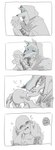 ambiguous_gender anthro blush bodily_fluids caressing_face claws clothed clothing dialogue drooling duo exclamation_point extreme_french_kiss eyes_closed face_lick finger_in_mouth forehead_kiss french_kissing half-closed_eyes heart_symbol holding_face kissing kissing_forehead larger_anthro larger_male licking long_tongue looking_at_another looking_at_partner looking_at_viewer male narrowed_eyes open_mouth oral oral_penetration penetration poncho red_eyes saliva size_difference smaller_ambiguous smaller_human text tongue tongue_out laonarou dreamworks puss_in_boots_(franchise) anon death_(puss_in_boots) canid canine canis human mammal wolf comic english_text hi_res