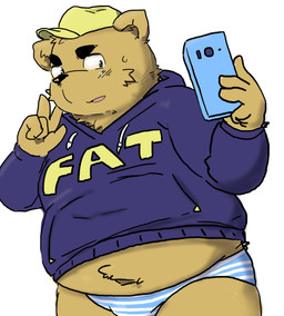 anthro belly black_nose brown_body cellphone clothing electronics hoodie humanoid_hands kemono male navel overweight overweight_male phone simple_background smartphone solo text text_on_clothing text_on_hoodie text_on_topwear topwear underwear white_background s1b9t fat_hoodie meme_clothing bear mammal 2015 absurd_res hi_res meme