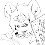 anthro bodily_fluids clenched_teeth collar ear_piercing emotional eyebrow_piercing facial_piercing fur hair male piercing riot_shield shield solo stunned tears teeth pu94_d1de4c arknights hypergryph studio_montagne spot_(arknights) hyena mammal spotted_hyena 1:1 2023 hi_res monochrome sketch