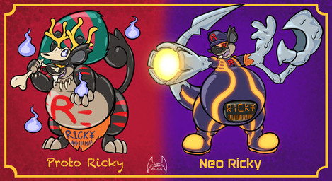 anthro bone caveman club_(weapon) food glowing glowing_eyes laser_gun latex liquid_metal male markings meat meat_on_bone melee_weapon ranged_weapon red_markings solo weapon soul-silver-dragon nintendo pokemon team_rocket terminator_(franchise) grunt_(pokemon) ricky_the_rattata alolan_form alolan_rattata generation_7_pokemon paradox_pokemon pokemon_(species) regional_form_(pokemon) will-o'-the-wisp