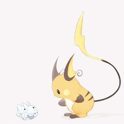 ambiguous_gender anthro buckteeth group markings open_mouth orange_body paws simple_background size_difference striped_markings stripes tail teeth fireblast nintendo pokemon generation_1_pokemon generation_9_pokemon mammal maushold maushold_(family_of_four) mouse murid murine pokemon_(species) raichu rodent 1:1 2026 hi_res