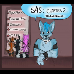anthro biped collar detailed_background dialogue eating_from_bowl female fur group hair male open_mouth slave speech_bubble standing text tatsuchan18 cobalt_(tatsuchan18) daisy_(tatsuchan18) fenrir_(tatsuchan18) havoc_(tatsuchan18) mink_(tatsuchan18) canid hyena lagomorph leporid mammal rabbit animated comic huge_filesize long_playtime sound video voice_acted