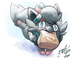 bag bandage black_body black_fur food_bag fur running scarf simple_background solo tail white_background gingy_k_fox burger_king nintendo pokemon generation_5_pokemon pokemon_(species) zorua digital_media_(artwork)