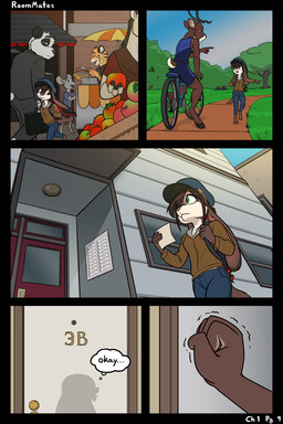 5_panel_comic anthro apartment barefoot brown_body brown_fur clothed clothing digitigrade feet female fur group hooves male outside size_difference solo_focus text thought_bubble unguligrade black-kitten maya_(black-kitten) bear canid canine canis deer domestic_dog equid equine felid giant_panda horse hybrid lagomorph leporid mammal mouse murid murine pantherine rabbit rodent tiger 2:3 comic english_text hi_res