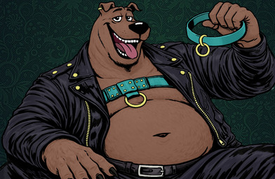 5_fingers abstract_background anthro bedroom_eyes belly bottomwear claws clothing collar finger_claws fingers green_background harness holding_collar holding_object jacket leather leather_bottomwear leather_clothing leather_jacket leather_pants leather_topwear looking_at_viewer male narrowed_eyes nipple_piercing nipples open_mouth open_smile overweight overweight_male pants piercing seductive simple_background smile solo tongue tongue_out topwear 0goldstars hanna-barbera scooby-doo_(series) scooby-doo canid canine canis domestic_dog great_dane mammal mastiff molosser
