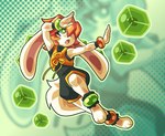 3_toes :o action_pose anklet anthro bangle bangs barefoot black_clothing bracelet clothing cube_(object) feet female floppy_ears fur green_background green_eyes hair hair_over_eye halftone_background jewelry long_ears one_eye_obstructed open_mouth orange_hair pattern_background paws pose romper_suit simple_background solo toes topwear vest white_body white_fur yellow_clothing yellow_topwear yellow_vest neroangero freedom_planet galaxytrail milla_basset basset_hound canid canine canis domestic_dog hunting_dog mammal scent_hound 2024 full-length_portrait halftone hi_res portrait