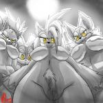 anthro anthrofied big_breasts big_eyes breasts erect_nipples female genitals group looking_at_viewer low-angle_view navel nipples nude pubes pussy smile toony worm's-eye_view yellow_eyes monkeyxflash sega sonic_the_hedgehog_(series) sonic_unleashed amy_rose amy_rose_the_werehog blaze_the_cat blaze_the_werecat cream_the_rabbit rouge_the_bat rouge_the_werebat bat domestic_cat eulipotyphlan felid feline felis hedgehog lagomorph leporid mammal rabbit werebat werecat werecreature wereeulipotyphlan werefelid werefeline werehog werelagomorph wererabbit 1:1 2013 monochrome