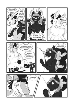 andromorph andromorph/female anthro beverage big_clitoris breasts butt claws clitoris clothed clothing cunnilingus dominant drugs duo eating extreme_size_difference feet female food genitals grin growth hair intersex intersex/female larger_dom magic marijuana mastectomy_scar muscular nipples nude open_mouth oral pawpads paws piercing scar sex shrinking simple_background size_difference size_transformation smile spread_legs spreading text toes tongue tongue_out transformation vaginal visibly_trans vulva white_background lanoya_(artist) alice_in_wonderland bonbon_(lanoya) gnarl canid canine mammal sergal 2015 absurd_res comic english_text hi_res monochrome trans_(lore) trans_man_(lore)
