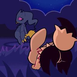 anthro arm_around_partner balls being_watched black_body black_butt black_hands blush blush_lines bodily_fluids bouncing bow_ribbon breasts breath butt chest_tuft circle_eyebrows cum cum_inside dialogue drooling duo ejaculation eye_contact eyebrows eyelashes eyes_closed fangs female female_on_top genital_fluids genitals grass handjob hyperventilating long_ears long_eyelashes looking_at_another looking_at_viewer looking_pleasured male male/female music nervous night nipples on_top open_mouth pawpads penetration penile penis pink_eyes pink_inner_ear pink_nipples pink_pawpads pink_penis pink_sclera pink_vulva pinned pinned_to_ground plant pupils red_bow saliva sex shadow sky sparkles sparkling_eyes speech_bubble spiral spiral_eyes spread_butt spread_vulva spreading star sweat tail tan_speech_bubble teeth text tree tuft vaginal vaginal_fluids vaginal_penetration vulva watching_from_afar yellow_blush yellow_mouth yellow_speech_bubble yellow_tail zipper zipper_mouth englam sound_warning nintendo pokemon banette generation_3_pokemon generation_7_pokemon mimikyu pokemon_(species) 1:1 animated english_text short_playtime sound webm