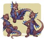 animal_genitalia balls feral fully_sheathed genitals male multiple_poses pose semi-anthro sheath simple_background solo tail buyo_(artist) mythology antediluvia dragon hybrid mammal mustelid mythological_creature mythological_scalie otter scalie