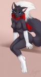 anthro big_tail biped blue_eyes breasts dipstick_tail female looking_at_viewer markings nipples nude ribbons sitting solo tail tail_markings magpie_(artist) sorakitty domestic_cat felid feline felis mammal hi_res