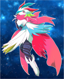 blush feathers female kemono red_eyes solo unknown_artist bemani konami character_request