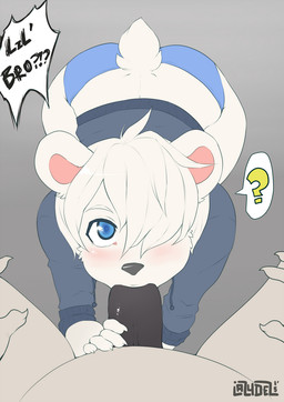 all_fours anthro anthro_on_anthro anthro_penetrated anthro_penetrating anthro_penetrating_anthro black_nose black_penis blue_eyes blush bottomwear brother_penetrating_brother clothing dialogue duo exclamation_point fellatio femboy first_person_view fur genitals grey_background hair hair_over_eye hand_on_penis hoodie humanoid_genitalia humanoid_penis intraspecies looking_at_viewer male male/male male_penetrated male_penetrating male_penetrating_male male_pov messy_hair one_eye_obstructed oral oral_penetration penetrating_pov penetration penile penile_penetration penis question_mark sex shorts shota simple_background solo_focus speech_bubble surprised text thick_thighs topwear white_body white_fur white_hair young lazydez danni_(relolia) bear mammal polar_bear ursine 2015 english_text hi_res brother_(lore) brothers_(lore) incest_(lore) sibling_(lore)