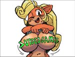 anthro big_breasts black_border blush border breasts clothed clothing clothing_lift female huge_breasts navel one_eye_closed shirt shirt_lift simple_background smile solo text_censor topwear third-party_edit wamudraws 4chan activision crash_bandicoot_(series) coco_bandicoot bandicoot mammal marsupial 4:3 censored color_edit colored colored_sketch digital_media_(artwork) shaded sketch