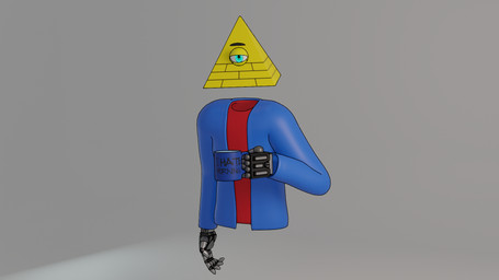 container cup male mug not_furry pyramid robot_hand solo z-z humanoid 16:9 blender_(artwork) digital_media_(artwork) hi_res widescreen
