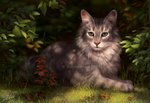 ambiguous_gender day detailed_background feral fur grass grey_body grey_fur outside paws plant realistic solo whiskers goldendruid domestic_cat felid feline felis mammal 2020 digital_media_(artwork)