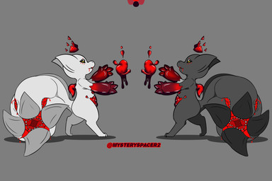 anthro blood blood_in_mouth blood_on_hand bodily_fluids chibi duo female living_tail long_tail male tail unusual_anatomy unusual_tail maximilianofox mythology dragon mythological_creature mythological_scalie scalie hi_res