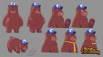 biped black_nose bow_tie brown_body clothing feral hat headgear headwear necktie solo unknown_artist bear_and_breakfast hank_(bear_and_breakfast) bear mammal 16:9 concept_art hi_res model_sheet official_art widescreen