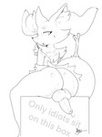 anthro balls big_balls big_butt big_penis bodily_fluids box butt container dripping femboy genital_fluids genitals looking_back male penis precum precum_drip solo stick sweat sweatdrop tail sugary_skye nintendo pokemon braixen generation_6_pokemon pokemon_(species) 3:4 hi_res monochrome