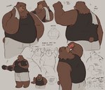 anthro belly beverage brown_body brown_fur canned_drink clothing drinking dumbbell exercise facial_scar fur male missing_eye musclegut muscular overweight scar shirt solo tank_top text topwear towel weightlifting weights workout krunnnnnch mihoyo zenless_zone_zero ben_bigger bear mammal english_text hi_res