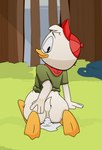 anthro bag bodily_fluids clothing cum cum_in_ass cum_inflation cum_inside forest genital_fluids grass grass_field hat headgear headwear inflation leaking_cum male plant scout_uniform shota solo tree young young_anthro young_male amorousartist disney ducktales ducktales_(2017) huey_duck anatid anseriform avian bird duck absurd_res hi_res