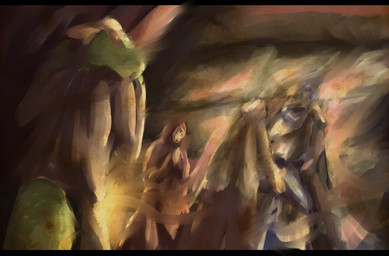 ambiguous_gender anthro clothed clothing female group horn knight tail warrior brradett lernie_(brradett) human mammal scalie absurd_res colored digital_media_(artwork) digital_painting_(artwork) hi_res painting_(artwork)
