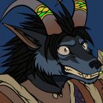 1:1 2015 anthro armor black_hair black_nose blizzard_entertainment blue_background blue_body blue_fur bust_portrait canid clenched_teeth clothed clothing conditional_dnp creepy_id curved_horn digital_media_(artwork) fan_character female funny_post_number fur green_eyes grey_body grey_fur grin hair horn horn_jewelry horn_ring jewelry mammal milestone multicolored_body multicolored_fur paralee_(character) portrait rape_face ratte reaction_image ring_(jewelry) sharp_teeth simple_background smile solo teeth two_tone_body two_tone_fur warcraft were werecanid wide_eyed worgen