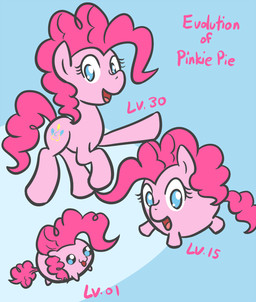 blue_eyes chart cutie_mark evolution evolution_chart female feral fur group hair long_hair pink_body pink_fur pink_hair square_crossover text atlur friendship_is_magic hasbro my_little_pony pinkie_pie_(mlp) earth_pony equid equine horse mammal pony 2012 english_text