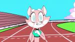 anthro bleachers blue_eyes bra clothing female fur jogging pink_body pink_fur running_track screencap solo sports_bra track underwear white_body white_fur ghosttoast_(artist) super_planet_dolan shima_luan domestic_cat felid feline felis mammal 16:9 animated flat_colors low_res short_playtime widescreen