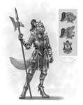 anthro armor bevor breastplate clothing couter cuirass cuisse digitigrade eye_scar facial_scar faulds female fluffy fluffy_tail footwear full_armor furgonomic_footwear furgonomic_headwear furgonomics gauntlets gloves gorget greaves halberd handwear headgear helmet knight lame_(armor) logo medieval_armor melee_weapon metal_armor pauldron plate_armor polearm poleyn rerebrace sabatons sallet scar solo tail tassets three-quarter_view vambrace visor warrior weapon ladychimaera jaclyn_(revertigo) canid canine canis domestic_dog husky hybrid mammal nordic_sled_dog spitz wolf wolfdog 2022 absurd_res artist_logo artist_name full-length_portrait headshot_portrait hi_res model_sheet monochrome portrait signature