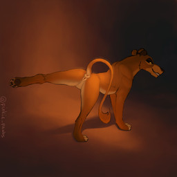 animal_genitalia animal_vulva anus cave countershading feline_genitalia feline_vulva female feral genitals looking_back presenting presenting_anus presenting_vulva puffy_anus raised_leg raised_tail smile solo stretching tail tail_anus tail_tuft tuft vulva pinkie_pawbs disney the_lion_king zira_(the_lion_king) felid feline lion mammal pantherine