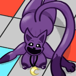 anthro big_breasts big_butt black_eyes breasts butt ears_up female happy jewelry long_tail lying necklace nipples on_front paws pupils purple_body purple_nipples raised_head simple_background smile solo tail thick_thighs white_eyes white_pupils sasunchick mob_entertainment poppy_playtime smiling_critters catnap_(poppy_playtime) critters_(poppy_playtime) domestic_cat felid feline felis mammal 1:1 absurd_res hi_res