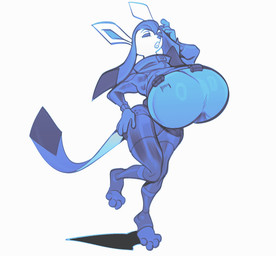 anthro big_butt blue_body blue_eyes blue_fur blue_hair blue_skin breasts butt curvy_figure female fire fur hair solo tail thick_thighs wide_hipped_anthro wide_hipped_female wide_hips submarine_screw nintendo pokemon eeveelution generation_4_pokemon glaceon pokemon_(species) hi_res