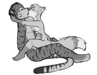 anthro breasts duo eyes_closed female female_on_top from_front_position hug kissing larger_male male male/female male_on_bottom mastery_position nipples nude on_bottom on_lap on_top romantic romantic_couple sex side_view simple_background sitting sitting_on_lap size_difference smaller_female straddling tail white_background ajna canid canine felid fox mammal pantherine tiger 2010 2011 greyscale monochrome