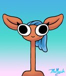 blue_hair female hair long_neck smile solo stare blumagik centaurworld netflix glendale_(centaurworld) antelope bovid gazelle gerenuk humanoid mammal true_antelope