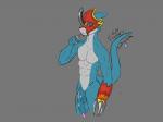 4:3 absurd_res anthro balls bandai_namco digimon digimon_(species) dragon dragonsito flaccid flamdragon1- flamedramon flamedramonbig genitals grey_background hi_res lizard male mythological_creature mythological_scalie mythology penis reptile scalie simple_background solo tail