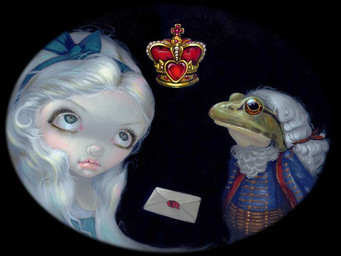 accessory anthro crown duo eyelashes female hair hair_accessory hairband headgear historical_european_clothing lips male pink_lips powdered_wig thick_lips white_hair jasmine_becket-griffith alice_in_wonderland alice_(alice_in_wonderland) amphibian frog human mammal 4:3 formal_art painting_(artwork) traditional_media_(artwork) traditional_painting_(artwork)