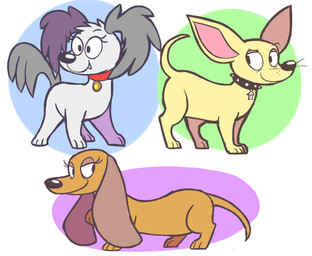 black_nose brown_body brown_fur collar female feral floppy_ears fluffy fluffy_ears fluffy_tail fur grey_body grey_fur group half-closed_eyes male narrowed_eyes pointy_ears prick_ears red_collar spiked_collar spikes tail trio yellow_body yellow_fur mistermarkers hasbro pound_puppies pound_puppies_(2010) rebound squirt_(pound_puppies) strudel canid canine canis chihuahua dachshund domestic_dog herding_dog hunting_dog mammal old_english_sheepdog pastoral_dog sheepdog toy_dog