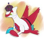 ambiguous_gender bag feral green_eyes headgear kerchief knitting red_body red_skin scar sewing_needle solo stitch_(sewing) thread white_body white_skin kerilyn nintendo pokemon generation_3_pokemon latias legendary_pokemon pokemon_(species) 2025 hi_res female_(lore)