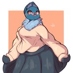 anthro blue_body blue_fur bottomwear clothing female fur heart_nose heart_symbol red_eyes shirt skirt solo topwear lightmizano nintendo pokemon generation_5_pokemon pokemon_(species) swoobat 1:1 hi_res