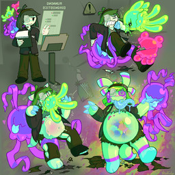 4_ears accessory ambiguous_gender antennae_(anatomy) belly belly_expansion big_belly blue_tongue bodily_fluids bottomwear brainwashing claws clothed clothing duplication electronics expansion feral file finger_claws forced green_body green_hair group growth hair headband hologram jagged_mouth leg_markings licking male male/ambiguous markings microphone multi_ear multicolored_body overweight pants paws pregnant pregnant_male restrained rumbling_stomach saliva saliva_on_tongue saliva_string shirt shorts simple_background size_difference smile socks_(marking) species_transformation spiral spiral_eyes striped_body striped_markings stripes submissive submissive_male tail tail_growth tentacles text tongue tongue_out topwear torn_bottomwear torn_clothing torn_pants torn_shirt torn_topwear transformation translucent translucent_belly translucent_body vore weight_gain wobbling wobbly_mouth vexedcalyx humanoid tentacle_creature virus_(organism) 1:1 2025 colored digital_drawing_(artwork) digital_media_(artwork) english_text hi_res shaded