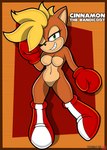 anthro bandicoot big_breasts boots boxing_gloves breasts brown_body brown_fur casual_nudity cinnamon_the_bandicoot clothed clothed/nude clothing curvy_figure digital_media_(artwork) fan_character featureless_breasts featureless_crotch female footwear fur handwear hi_res mammal marsupial mohawk nude one_eye_closed sega smug smug_face solo sonic_the_hedgehog_(series) tall_boots toyminator900 wide_hips wink