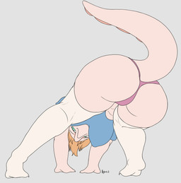 all_fours anthro big_breasts big_butt blonde_hair breasts bubble_butt butt clothing curvy_figure female female_anthro grey_background hair long_socks long_tail panties pink_clothing pink_panties pink_underwear scales simple_background snout solo spiked_tail spikes spikes_(anatomy) tail tan_body tan_scales teal_eyes text thick_thighs underwear wide_hipped_anthro wide_hipped_female wide_hips hyuvevo goodbye_volcano_high ko_op_(game_developer) naomi_(gvh) dinosaur hadrosaurid ornithischian ornithopod parasaurolophus prehistoric_species reptile scalie 2024 absurd_res artist_name dated digital_drawing_(artwork) digital_media_(artwork) hi_res portrait signature