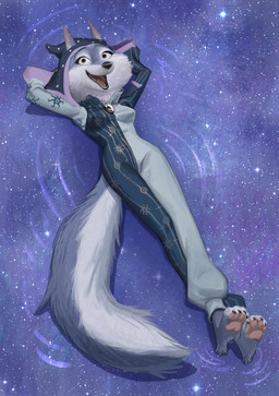 4_toes anthro barefoot black_claws black_nose blue_body blue_fur breasts claws clothed clothed_anthro clothed_female clothing cosplay countershade_face countershade_fur countershade_tail countershading crossed_legs eyebrows eyelashes feet female female_anthro front_view fully_clothed fully_clothed_anthro fully_clothed_female fur furgonomic_headwear furgonomics grey_eyebrows lake long_tail looking_at_viewer lying medium_breasts multicolored_body multicolored_fur on_back onesie open_mouth open_smile pawpads paws pink_pawpads plantigrade plantigrade_pawpads pointy_ears prick_ears pupils ripples slim slim_anthro slim_female smile smiling_at_viewer solo space star tail teeth text toe_claws toeless_(marking) toes tongue two_tone_body two_tone_fur white_body white_countershading white_fur white_sclera white_toes yellow_eyes wolfinasuit disney elden_ring fromsoftware illumination_entertainment sing_(movie) the_owl_house porsha_crystal canid canine mammal absurd_res english_description english_text full-length_portrait hi_res portrait